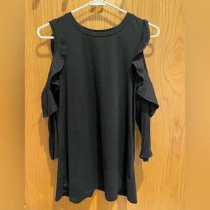 Black Mid-Length Open Sleeve Shirt